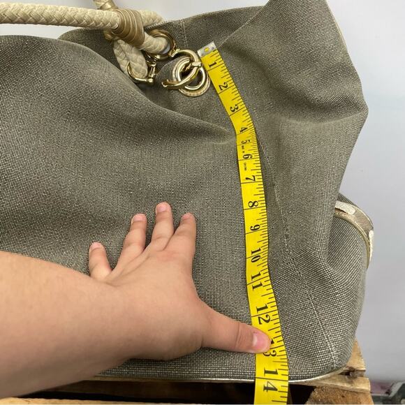 Michael Michael Kors Marina Grab Anchor oversized canvas taupe gold tote handbag - Picture 14 of 16